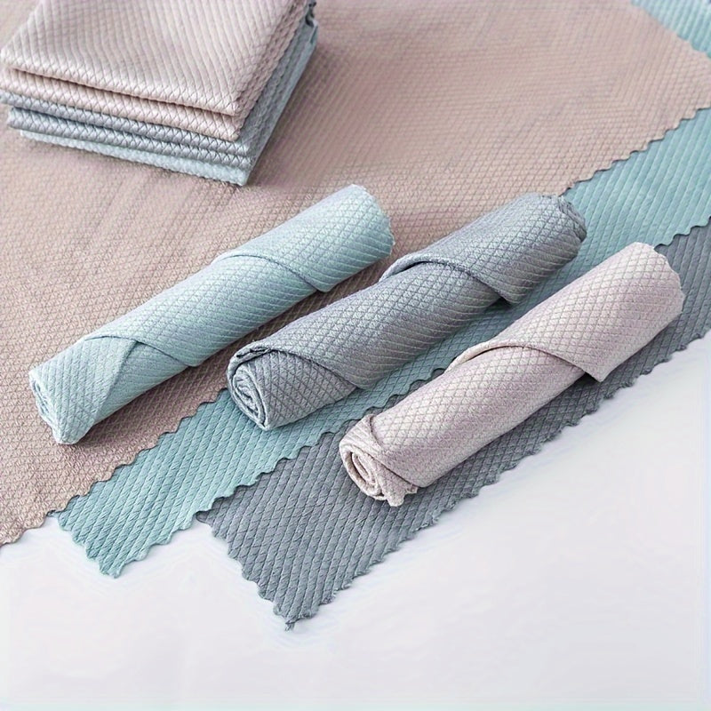 Thickened Fish Scale Cloth for Kitchen Absorbent Non-Trace Dishwashing Cloth