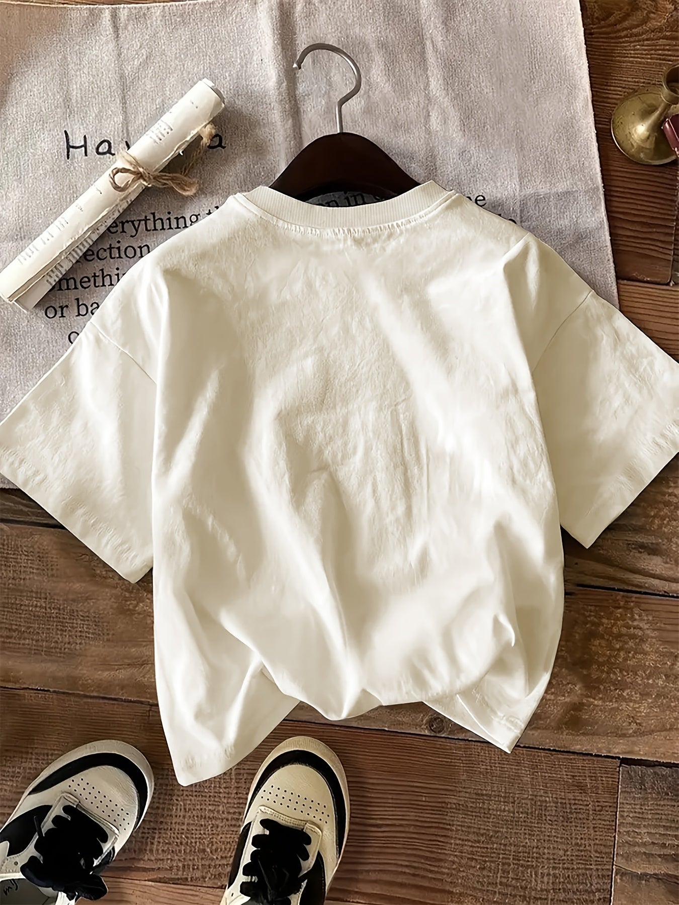 Women's Letter Print Cotton T-Shirt Short Sleeve Crew Neck Casual Top for Summer Spring