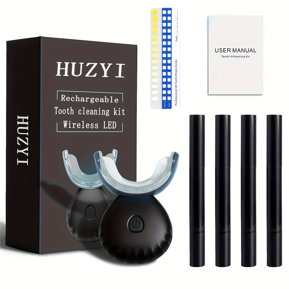 Uyda va sayohatda foydalanish uchun portativ tishlarni oqartirish to'plami, LED chiroq bilan, 4 ta parvarish geli, maxsus tadbirlar uchun ideal sovg'a.