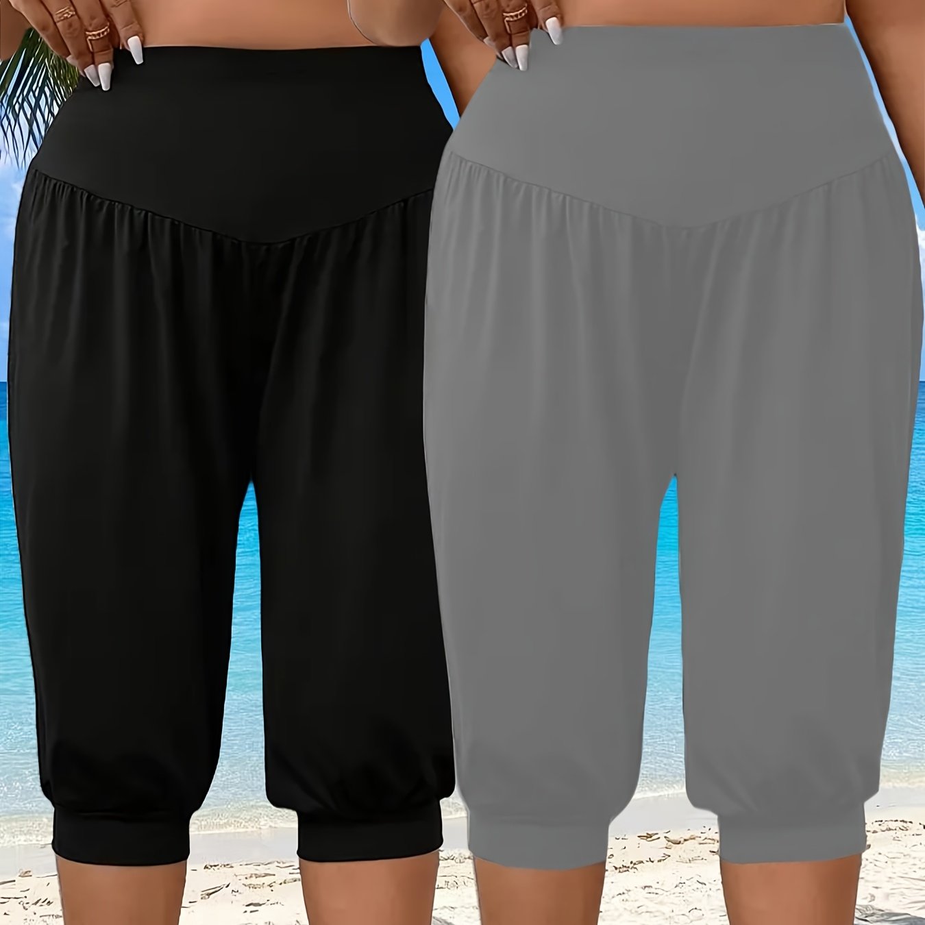 Plus Size Women's High-Waisted Yoga Shorts Breathable Stretchy Summer Workout Pants