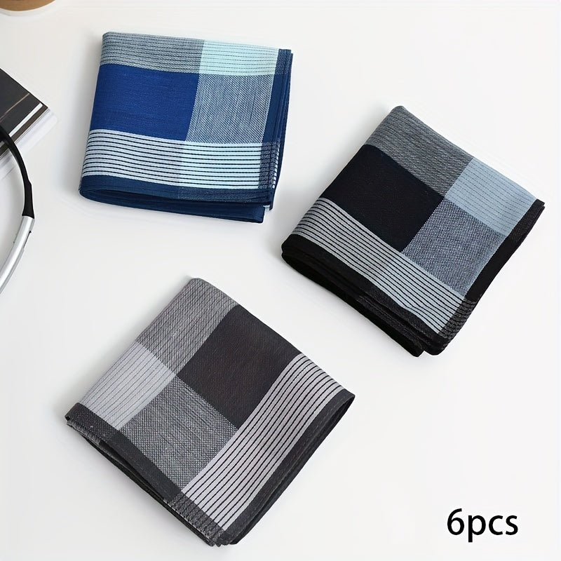 Men's Cotton Handkerchiefs Pack of 3 Lightweight Yarn-Dyed Plaid Quick-Dry Absorbent
