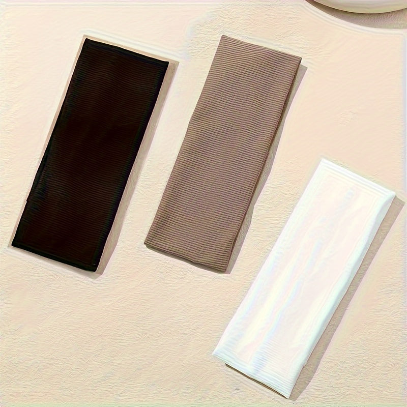 Unisex Sporty Polyester Spandex Headbands 3-Piece Set for Workout Yoga Running