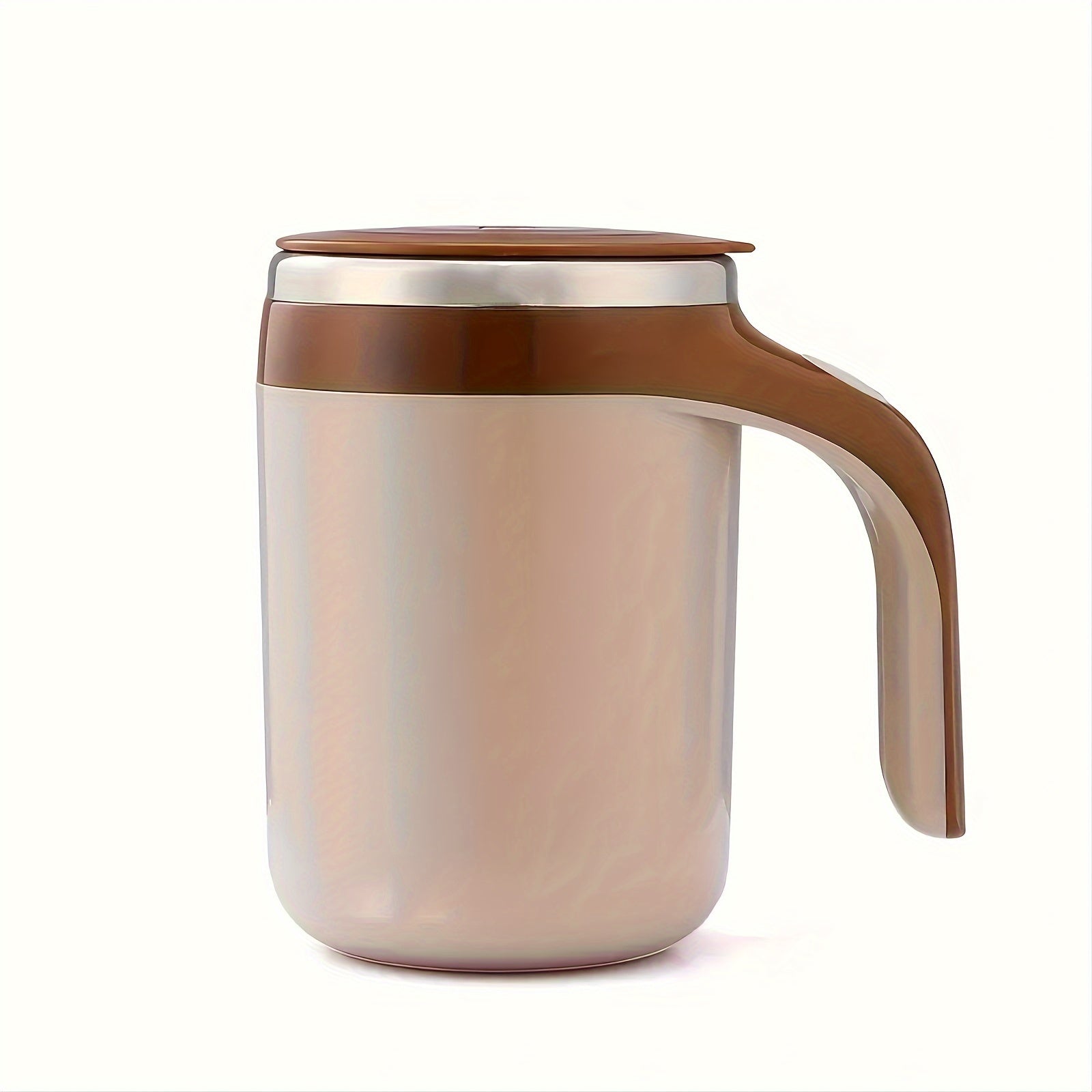 Stainless Steel Self-Stirring Coffee Mug with Wooden Handle Reusable Battery-Powered 8.99cm H x 14.0cm W