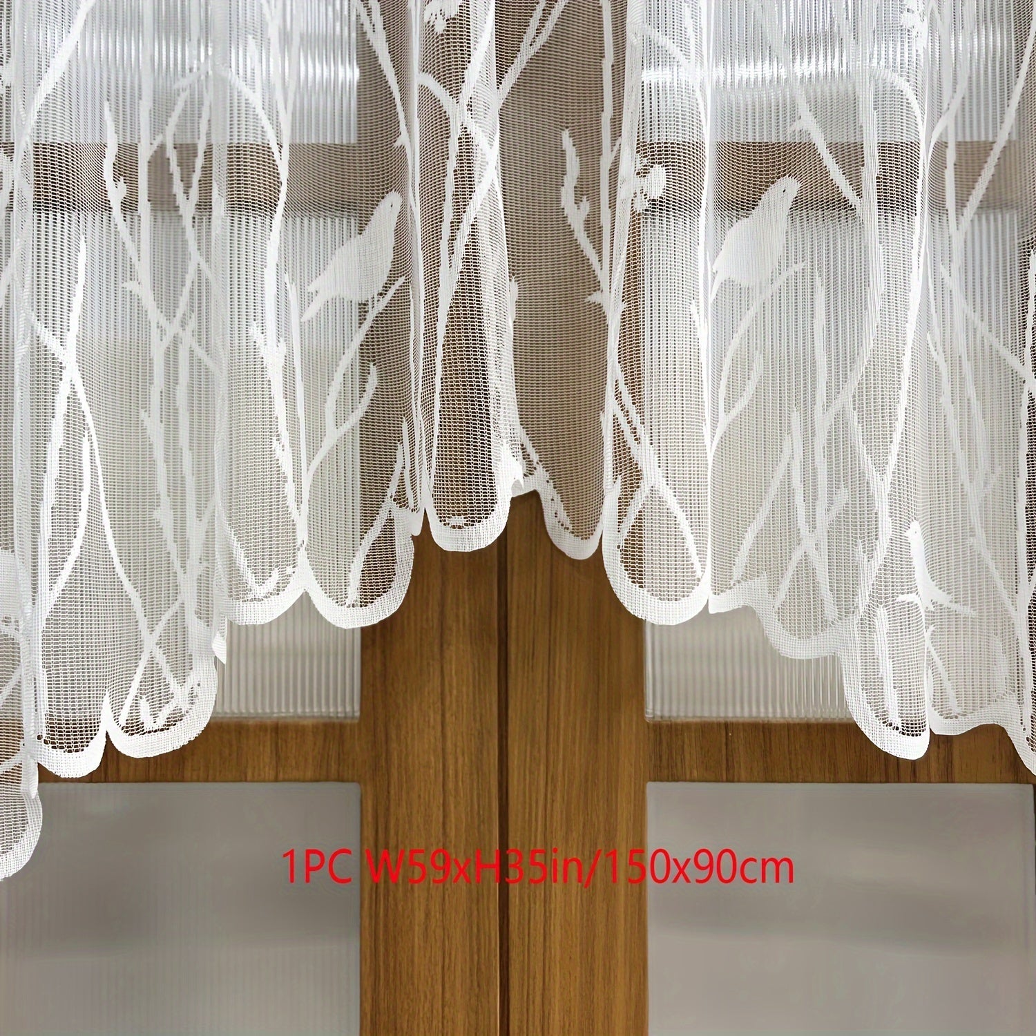 White And Black Lace Valance Curtains For Kitchen Or Dining Room Windows