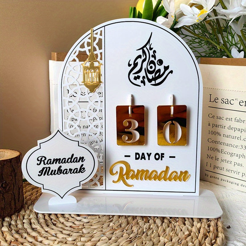 Calendario de Ramadán de acrílico para la cuenta regresiva de Eid Mubarak, decoración para el hogar