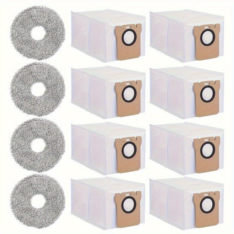 12-Pack Replacement Dust Bags and Microfiber Mop Pads for Vacuum Cleaners