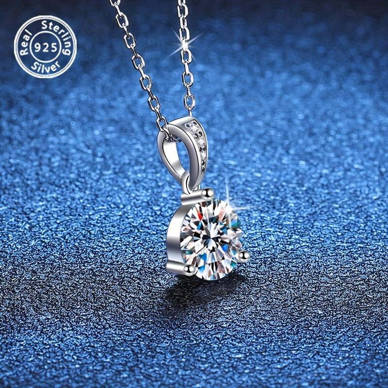 925 Silver Necklace with 1-Carat Moissanite Diamond for Weddings and Special Occasions