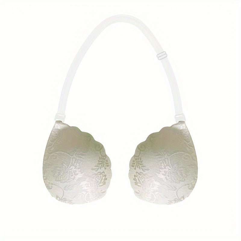 Women's Strapless Push-Up Bra with Nipple Covers and Front Buckle Support