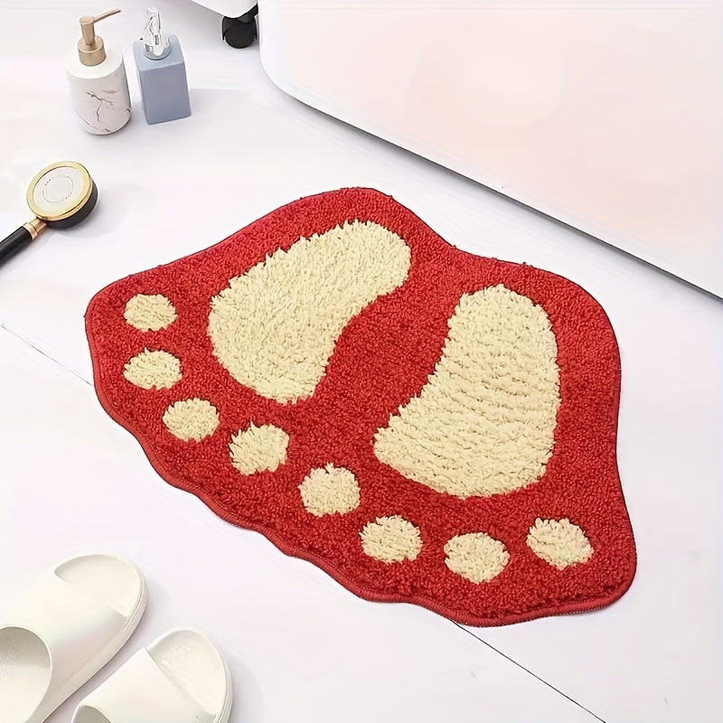 Paw Print Bathroom Floor Mat Absorbent Non-Slip Kitchen Rug for Bathroom Bedroom