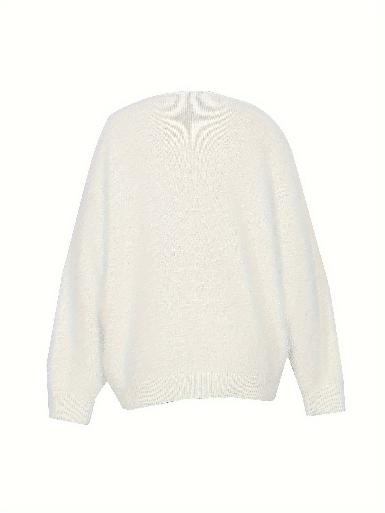 Women's Plus Size V-Neck Pullover Sweater Cozy Knit Fall Winter Solid Color