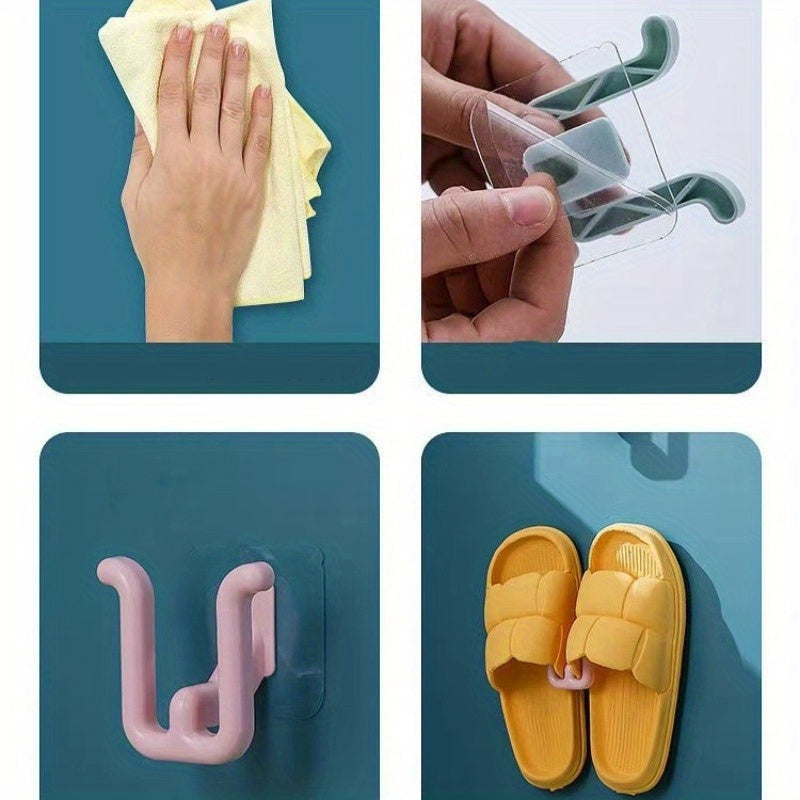 Colorful Wall-Mounted Slipper Rack Set of 10 No-Drill Space-Saving Bathroom Organizer