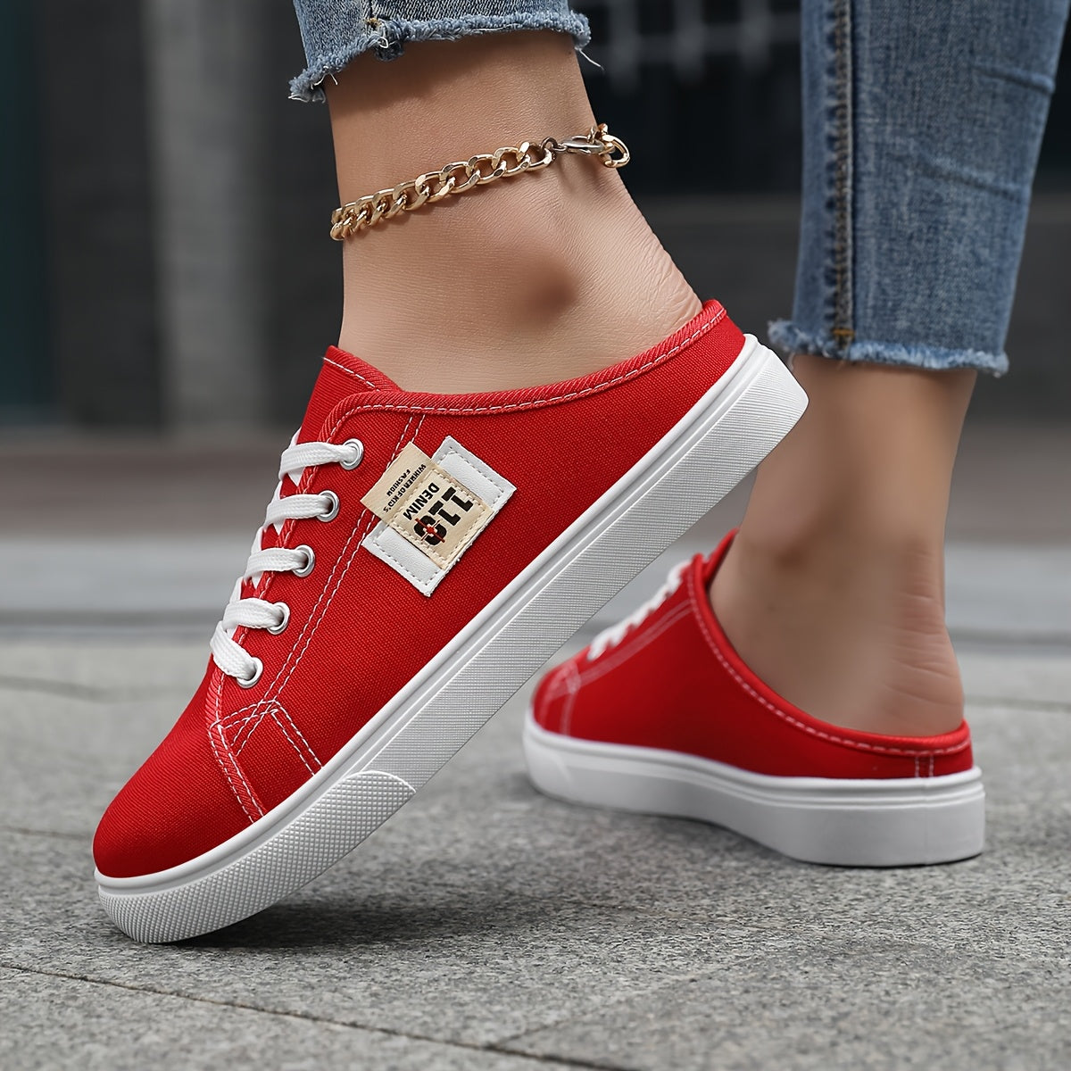 Ayollar uchun slip-on kundalik poyabzal nafas oladigan mato, sirpanmaydigan taglik, qora, oq, pushti