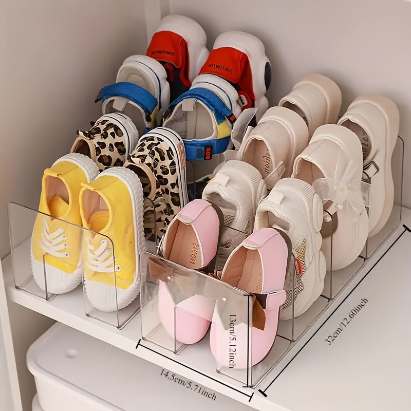 Children's Acrylic Shoe Rack with 4 Lattice Compartments for Kids Shoes
