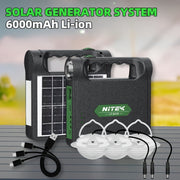 Portable Solar Generator Kit with LED Lights USB Charger and Solar Panel for Camping and Home Use