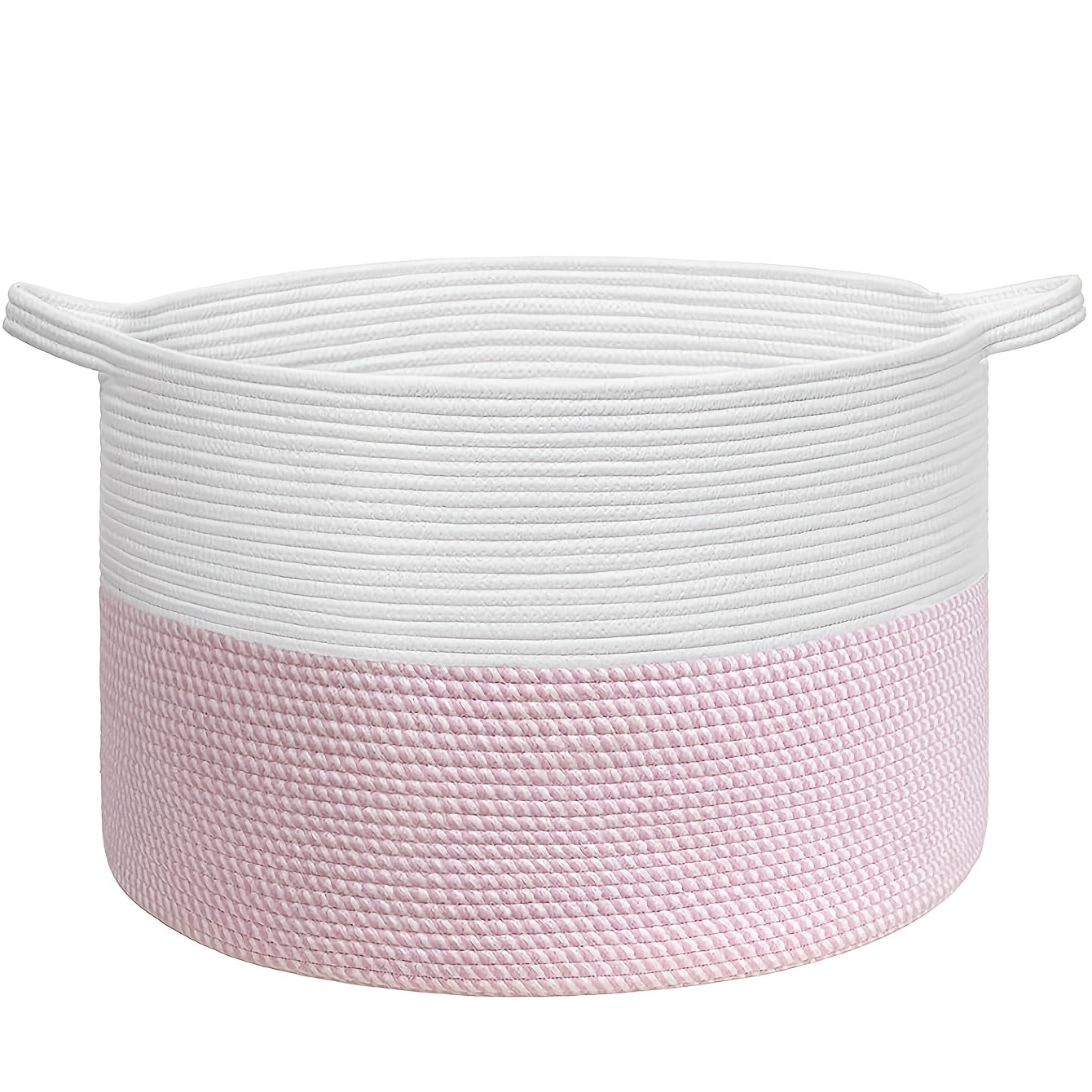 Round Bohemian Woven Laundry Basket with Handles for Bathroom and Living Room Storage