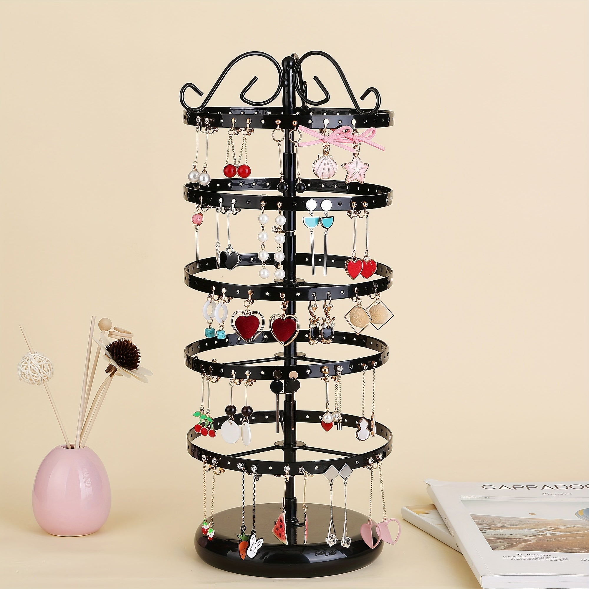Metal Rotating Earring and Necklace Display Stand with 5/6 Layers