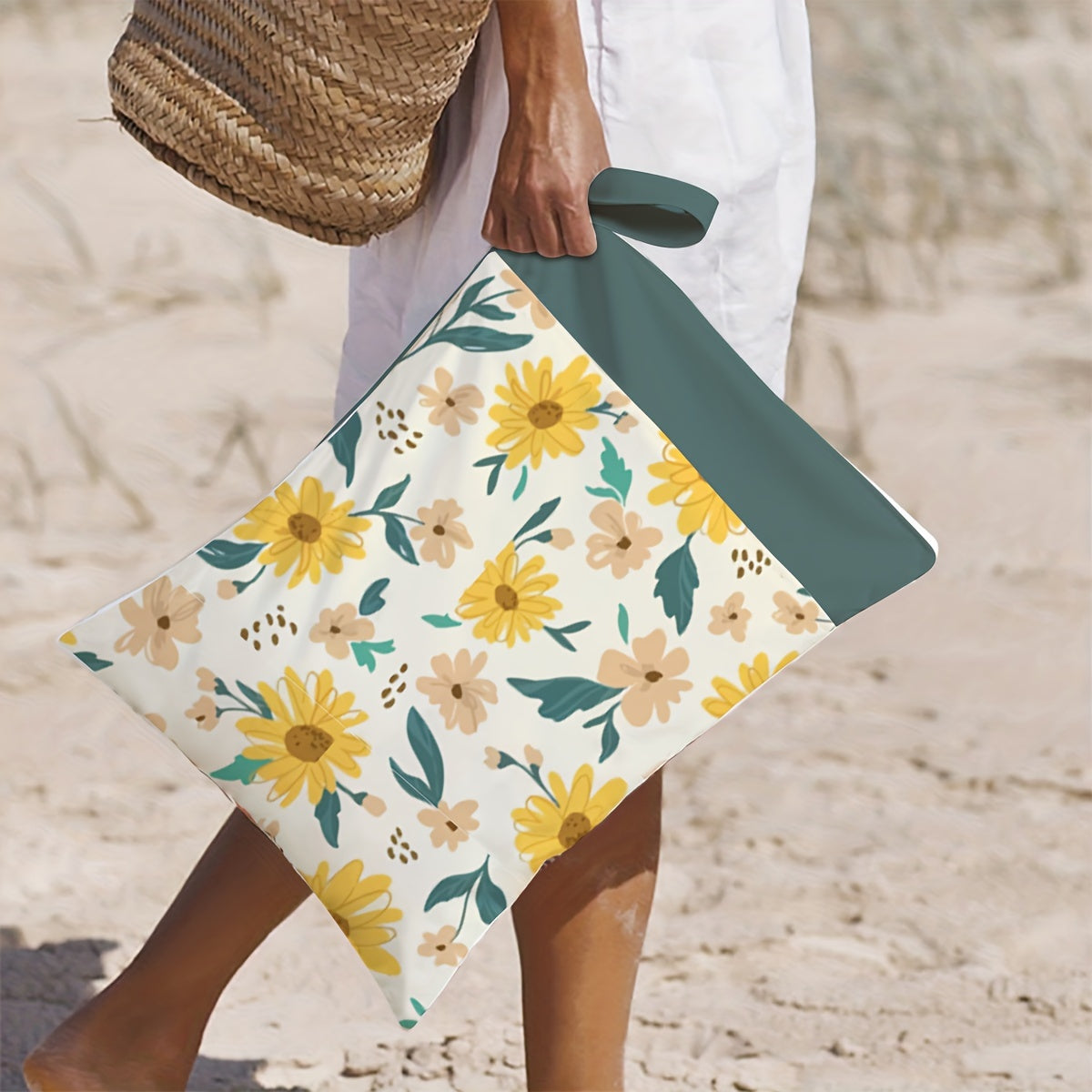 Bolsa impermeable húmeda y seca reutilizable con bolsillos con cremallera para playa, gimnasio y viajes