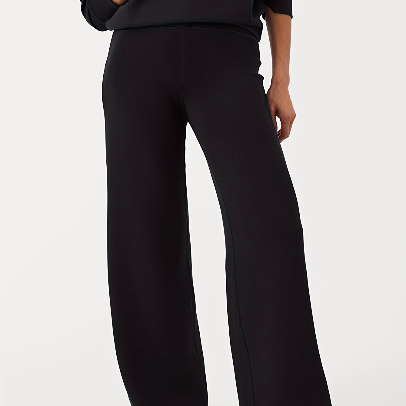 Plus Size Women's Stretch Straight Leg Pants Solid Color Casual Formal Spring Fall