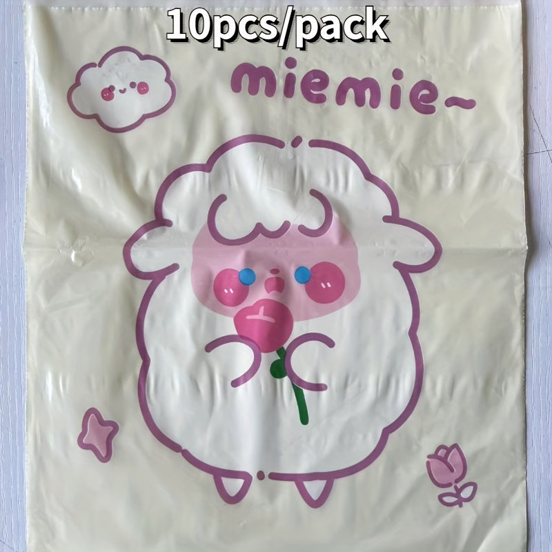 Set of 10 Mini Adhesive Trash Bags for Car Office Home with Cartoon Designs