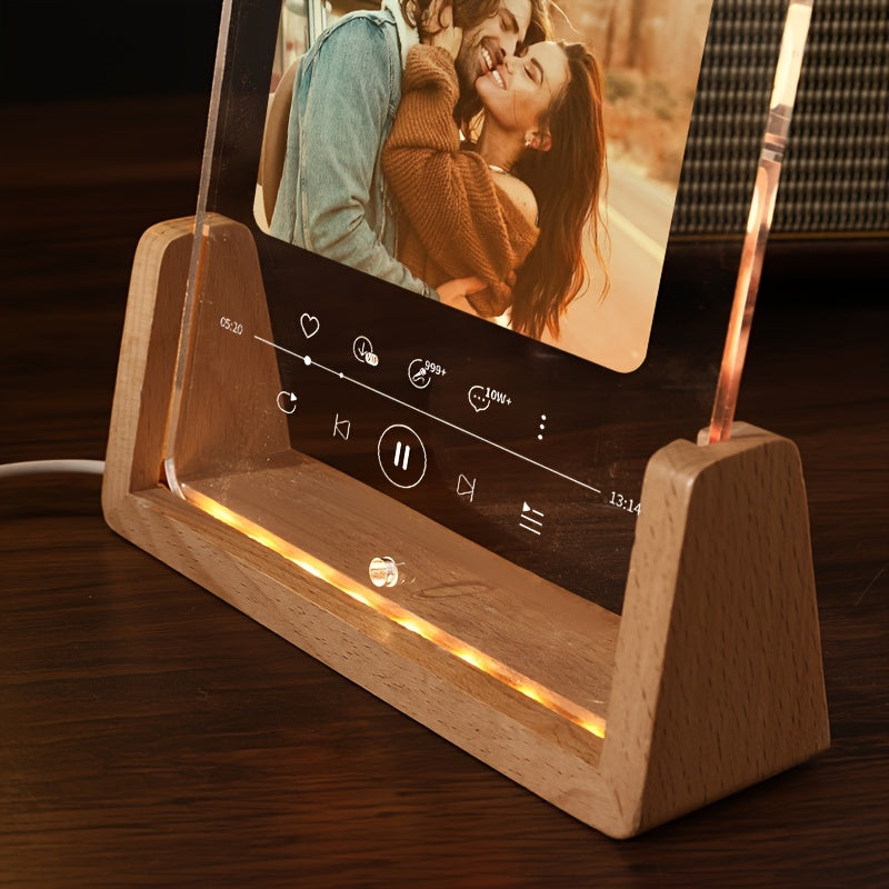 Красная прозрачная акриловая фоторамка с подсвеченным сердцем - стильный, настраиваемый дизайн для персонализированных подарков на день рождения и День святого Валентина