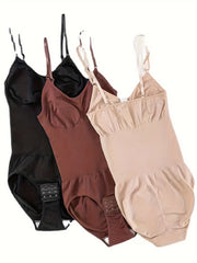 Faja sin costuras de 3 piezas para mujer, control de abdomen, levantamiento de glúteos, body de nylon y elastano