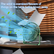 Portable USB Desk Fan with 5 Speeds, 360° Silent Operation, Rechargeable Battery