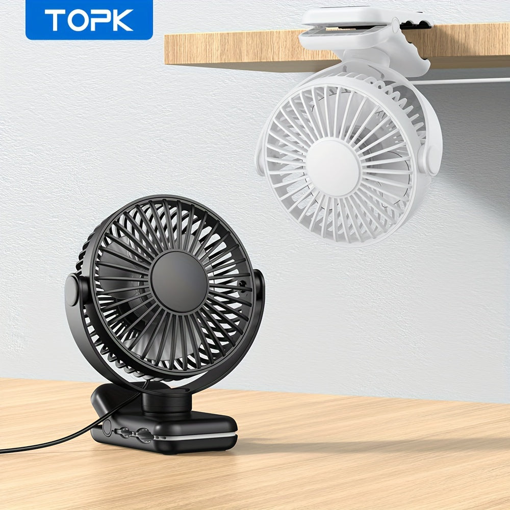 USB Clip Desk Fan with Brushless Motor Whisper-Quiet Strong Clamp Stylish Compact
