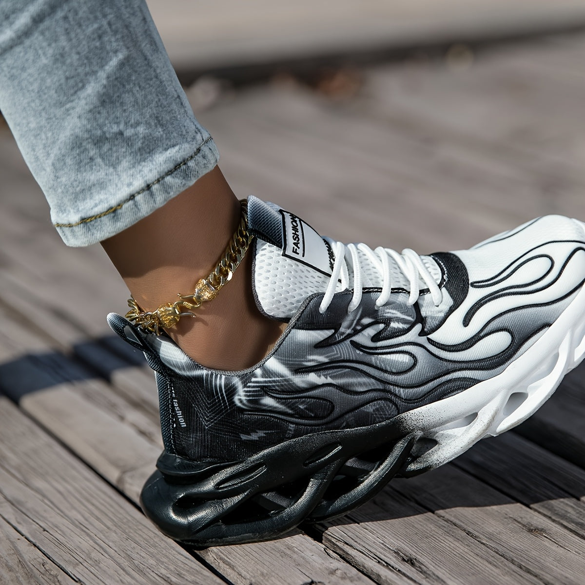 Women's Breathable Mesh Running Sneakers Black White Low Top Casual Shoes