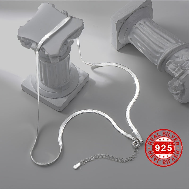 Sterling Silver Snake Chain Necklace for Women Cold Style Blade Design Light Luxury Clavicle Chain