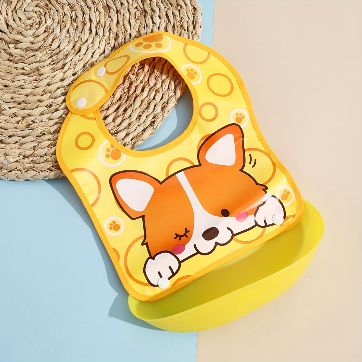 Kids Waterproof Cartoon Bib with Snap Closure, Detachable, Washable