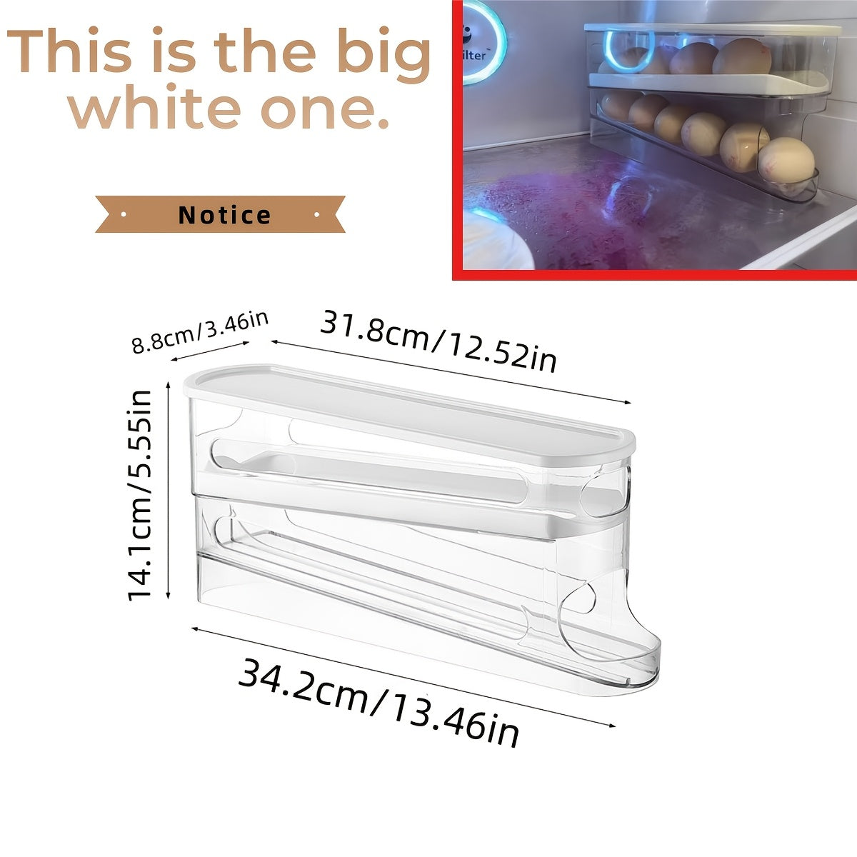Refrigerator Egg Organizer Side Door Storage Plastic Space Saving Egg Holder
