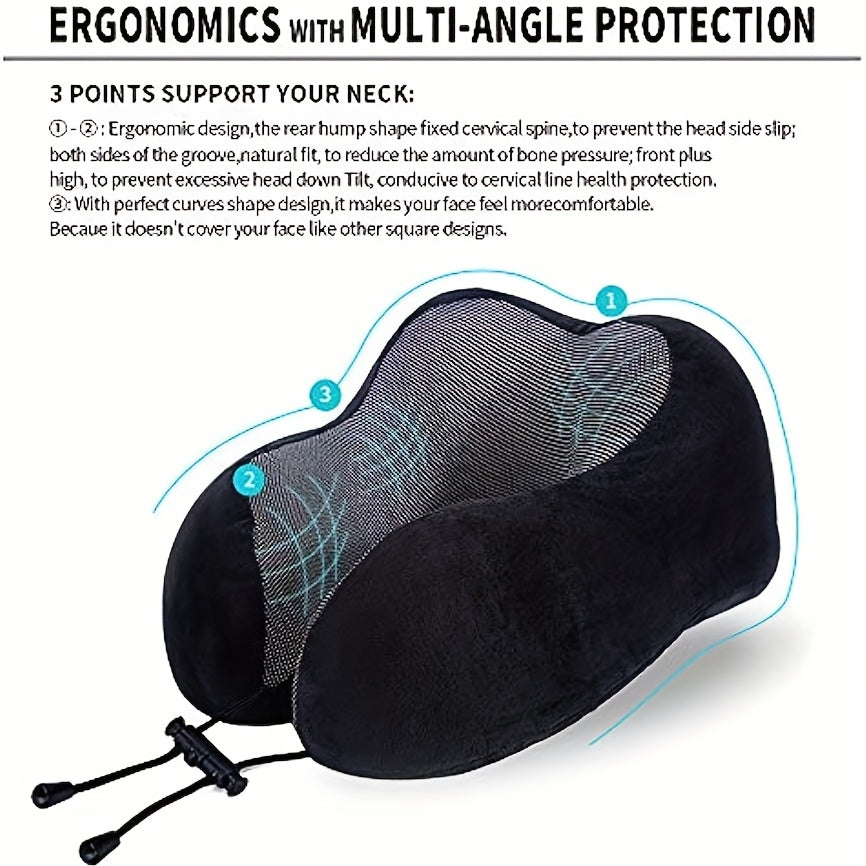 U-Shaped Memory Foam Neck Pillow for Travel Support Airplane Cervical Comfort