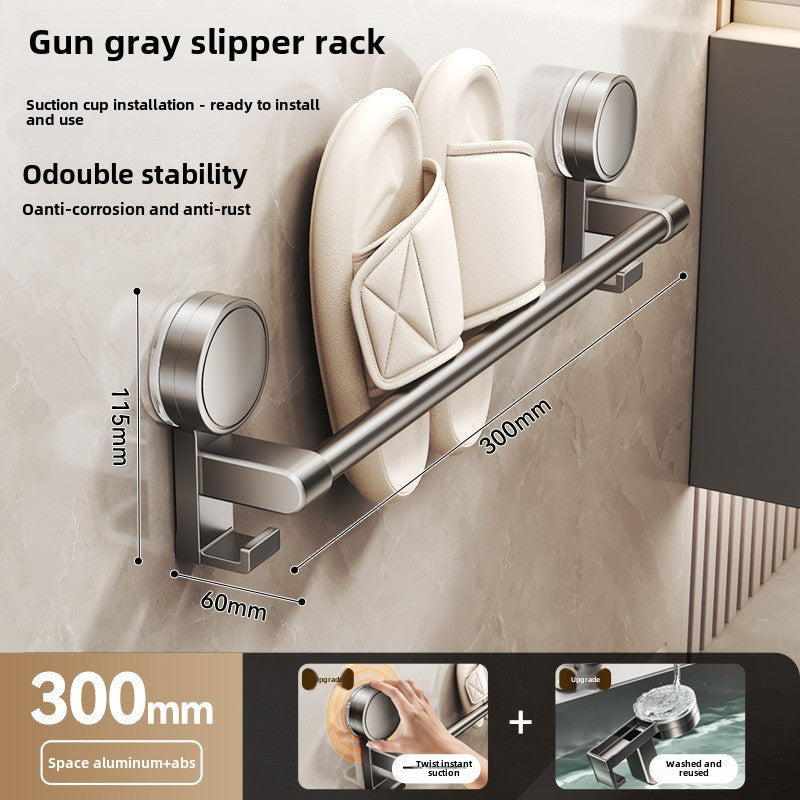 Suction Cup Bathroom Slipper Rack Wall-Mounted Shoe Organizer Drying Holder