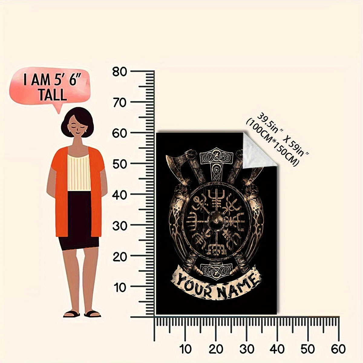 Personalized Viking Totem Print Flannel Blanket Polyester Geometric Shaped All Seasons Gift