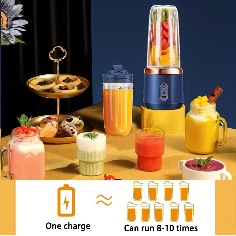 Portable USB Blender 12.85oz Detachable Electric Juicer with Six Blades