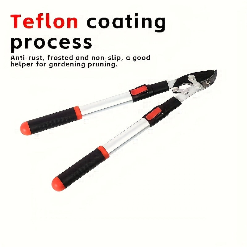 Tijeras de poda telescópicas clásicas con hoja de acero al carbono, antideslizantes y ambidiestras