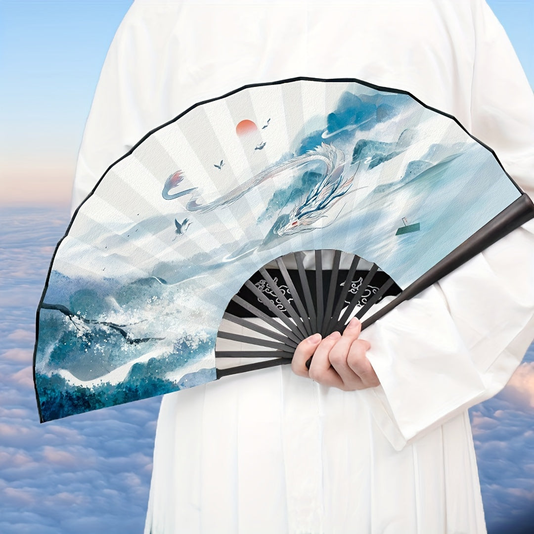 Traditional Chinese Silk Fan Folding Bamboo Fan for Men Summer Accessory
