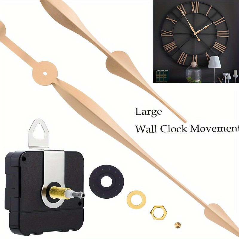 12-Inch Black Plastic Clock Movement with High Torque Long Shaft and Assembly Required