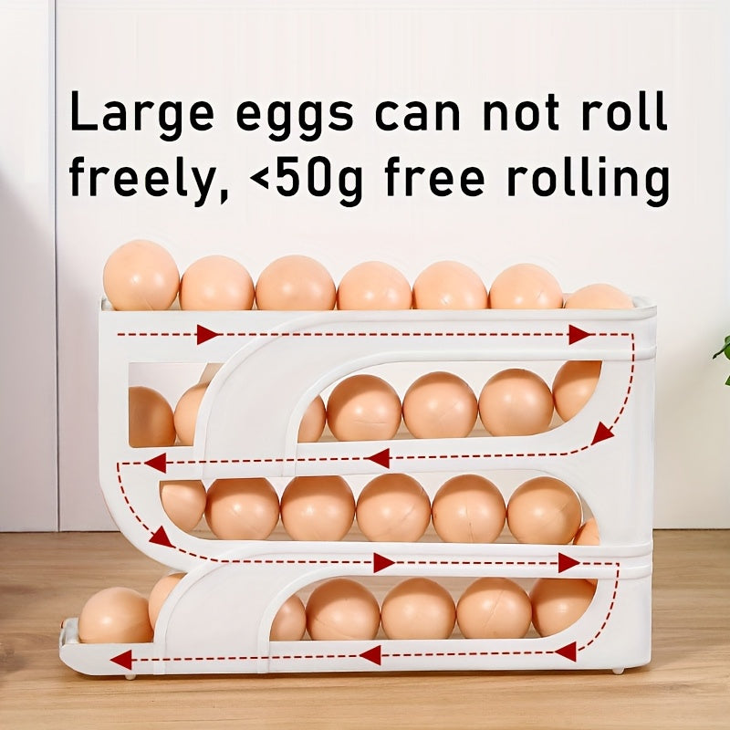 Egg Dispenser 3-Tier Sliding Shatterproof Holder for Fridge and Countertop
