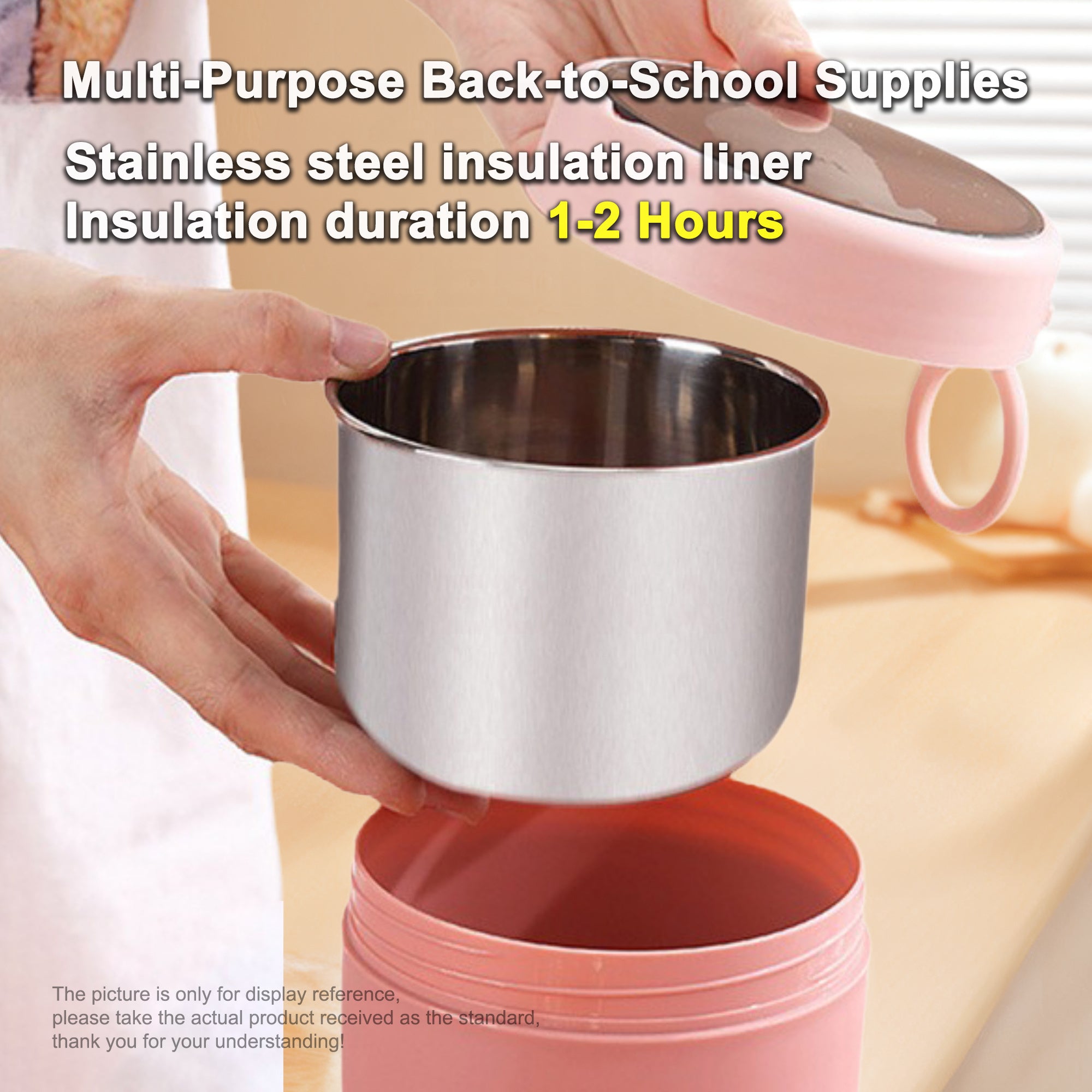 Katta zanglamaydigan po'latdan yasalgan nonushta kubogi 600ml izolyatsiyalangan sho'rva chashkasi va bukadigan qoshiq bilan