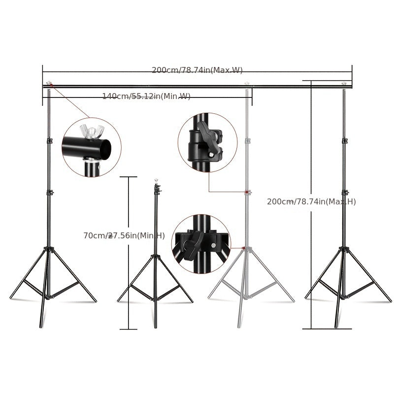 Heavy-Duty Backdrop Support System 2m x 2m for 6ft x 6ft Backdrops
