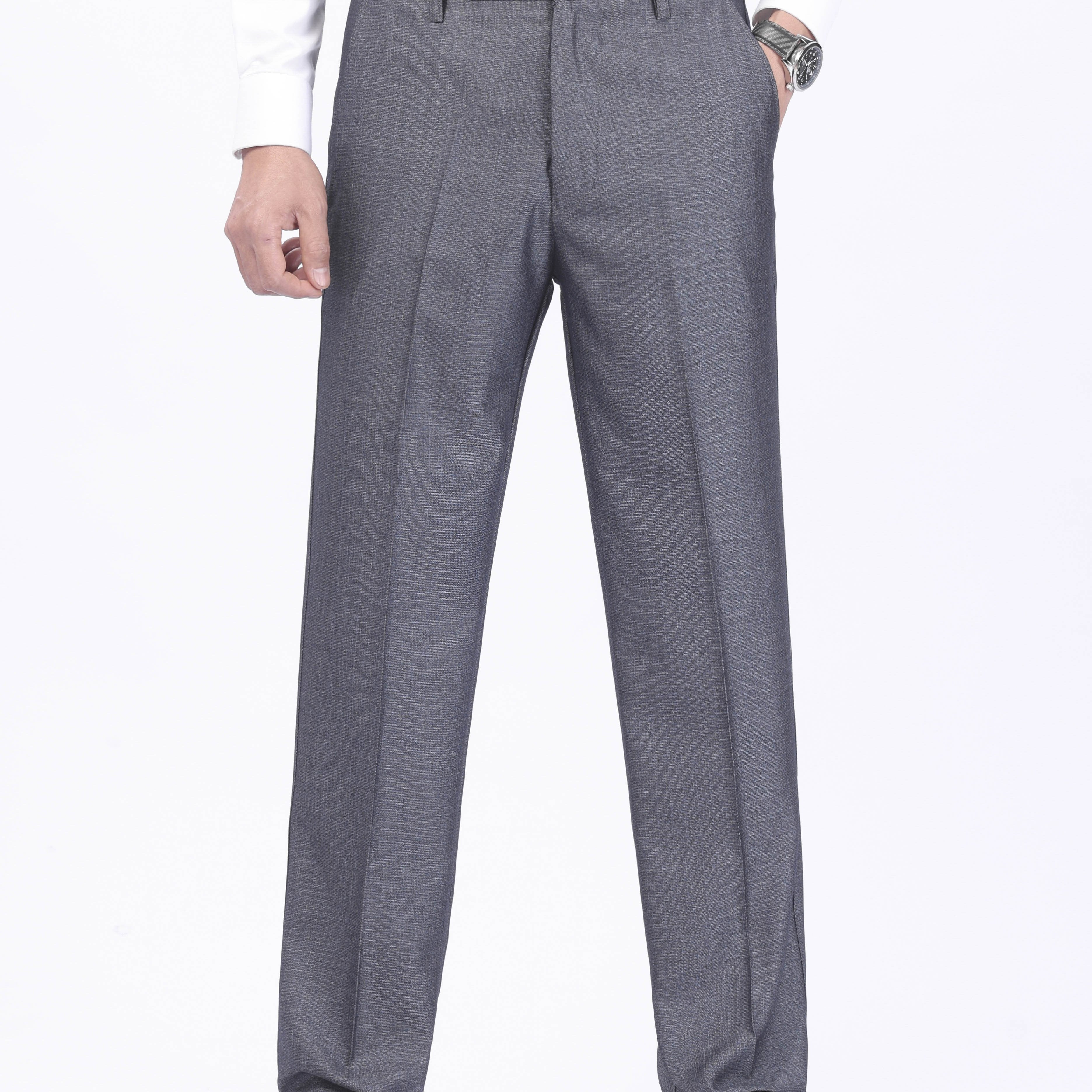 Men's Large Solid Color Business Dress Pants Polyester Woven Regular Fit
