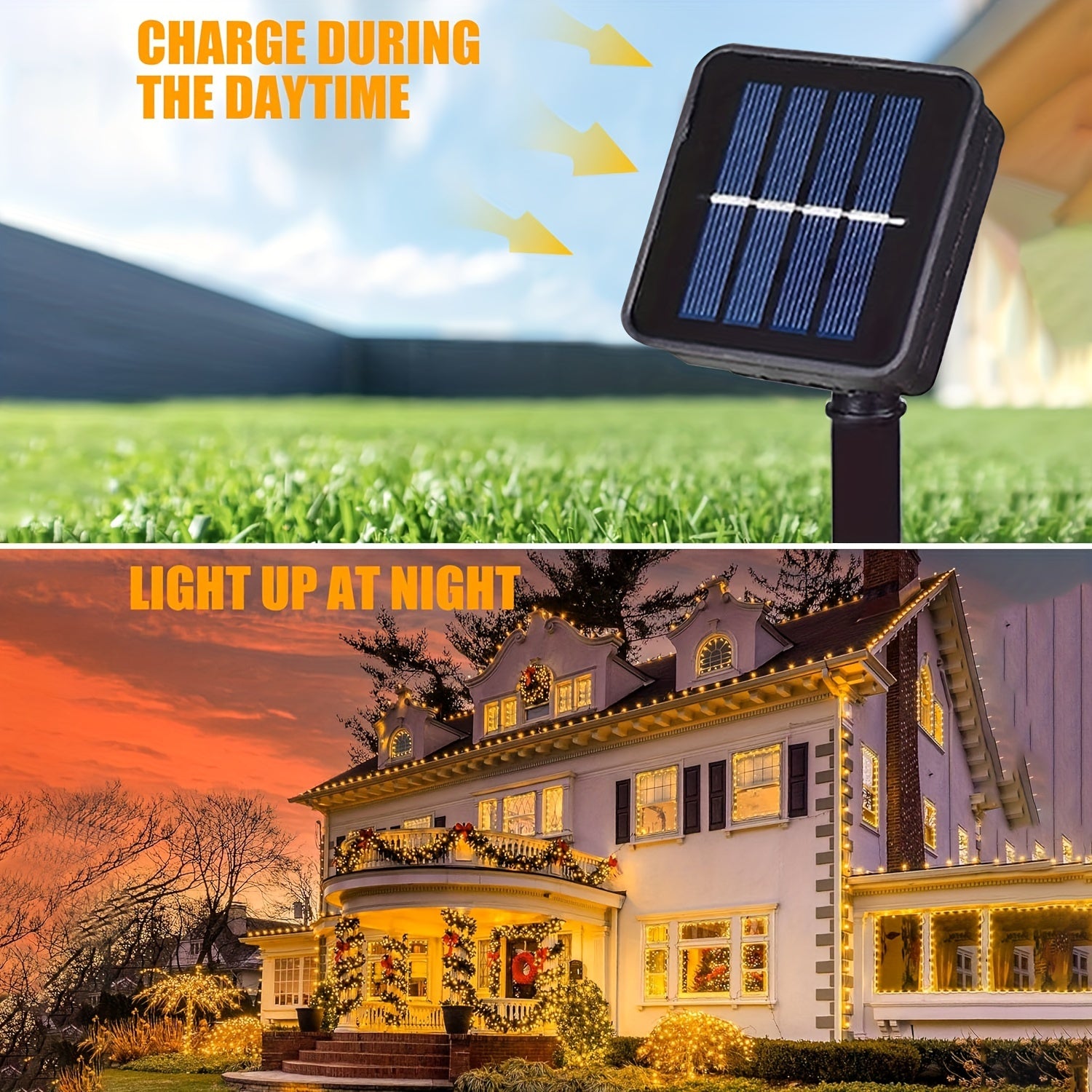 Luces de hadas LED solares con 8 modos, luces de cuerda para exteriores para decoración de jardín, patio, fiesta, 7m 12m 22m 32m