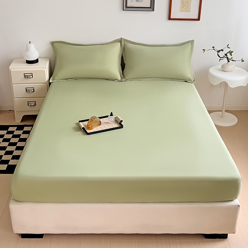 Sábana ajustada de microfibra transpirable, azul profundo, resistente a manchas, ropa de cama para todas las estaciones