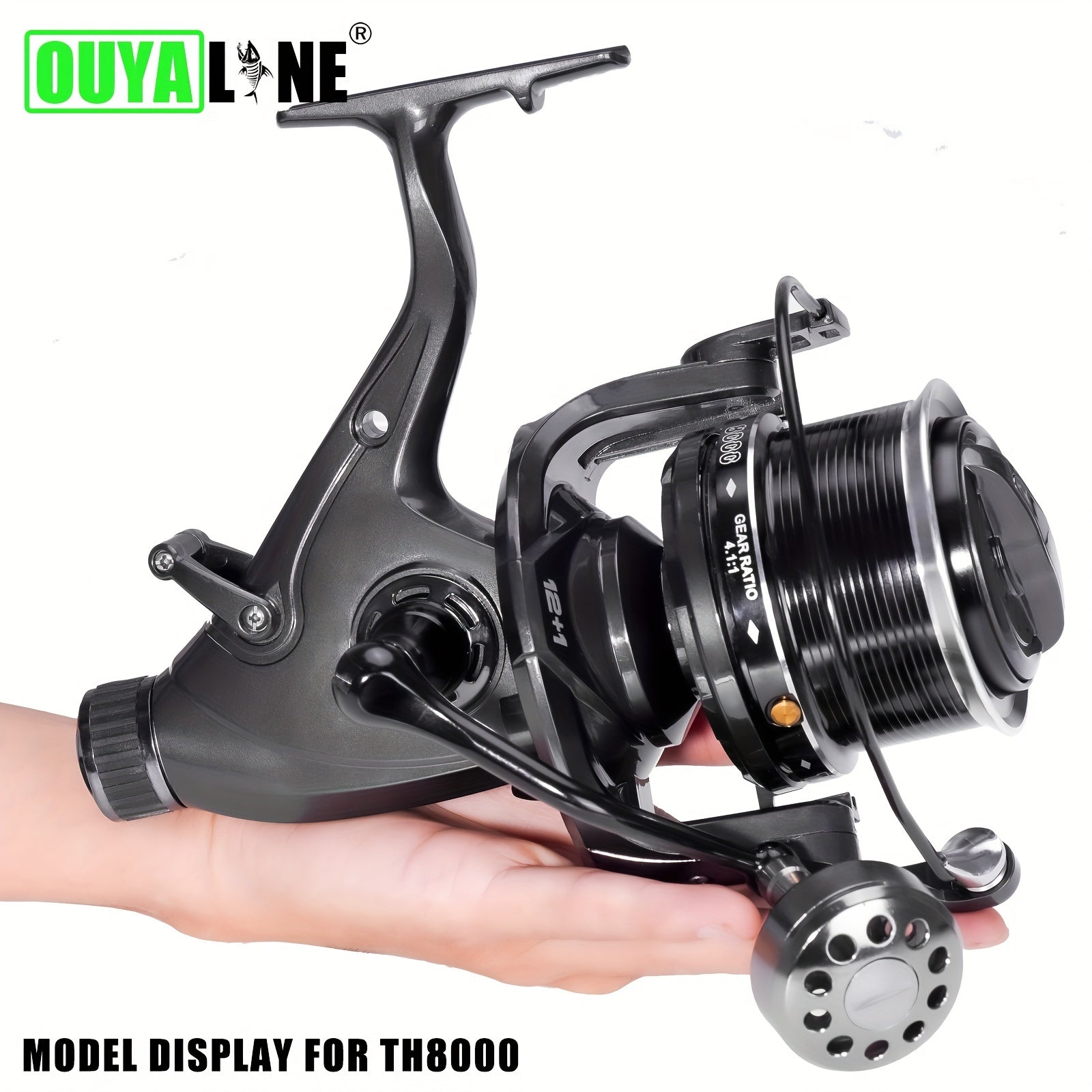 Spinning Fishing Reel 7+1BB Aluminum Alloy 10-25kg Double Drag Carp Tackle