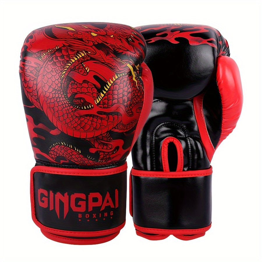 Adult Sanda Boxing Gloves for Training and Combat Red PU Material