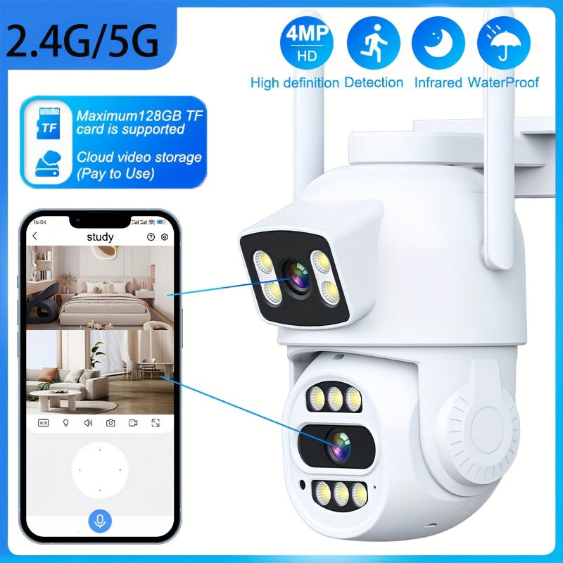 4MP HD Indoor Security Camera with Dual Lens 360° Pan Tilt Night Vision Motion Detection Two-Way Audio
