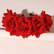 Women’s Velvet Rose Headband Hair Accessory with Simulation Flower Design