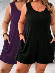 Women's Plus Size Solid Color Casual 2-Piece Set with Pants