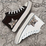 Women's Black White Casual Sneakers Skateboard Shoes Lace-Up 2D Print